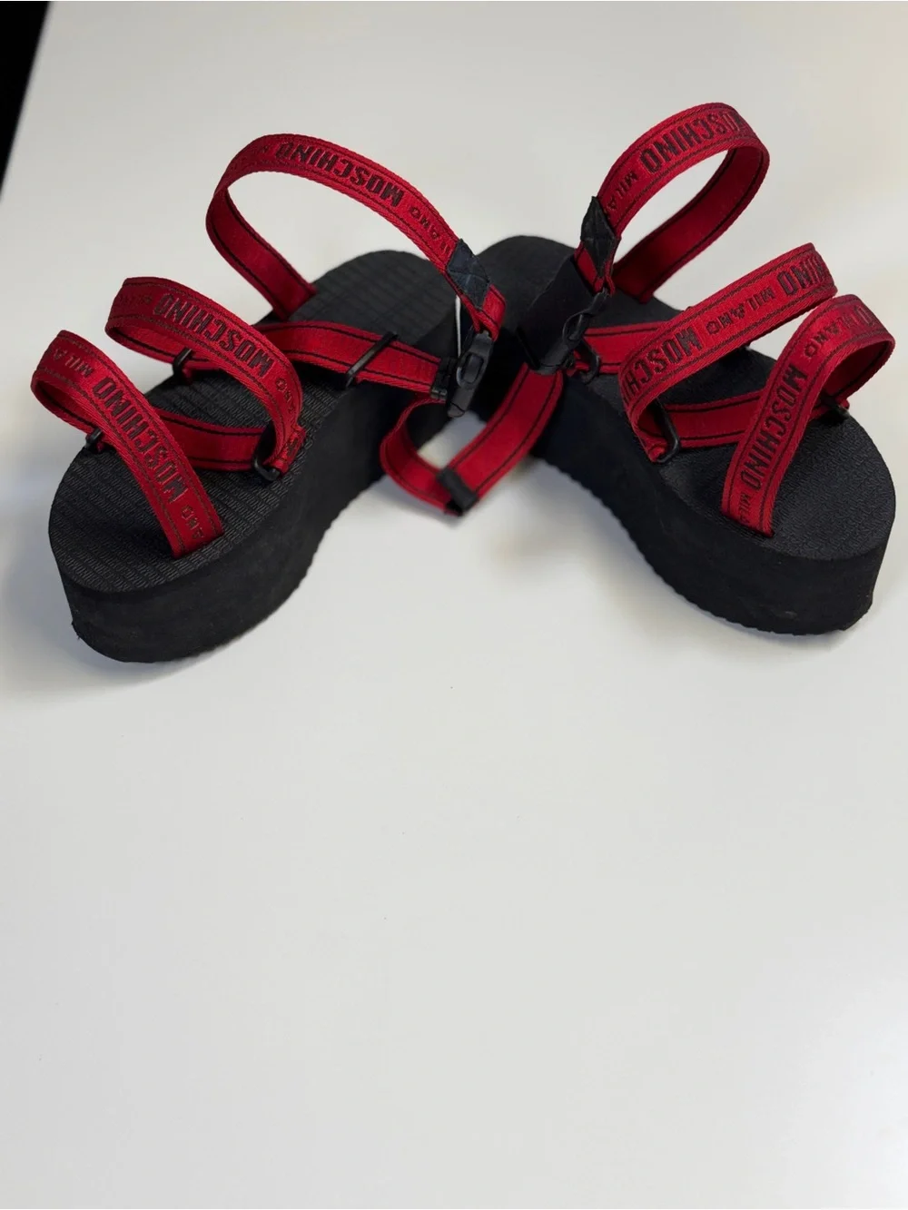 Moschino Red Platform Strap Sandals - Picture 2 of 5